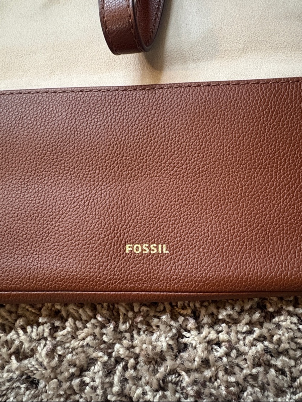 Fossil Chestnut Leather Wallet with Gold Logo